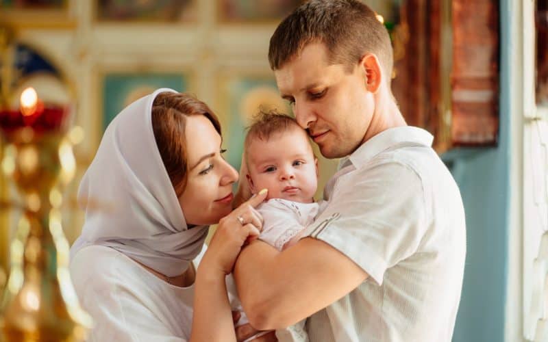 family on a church
