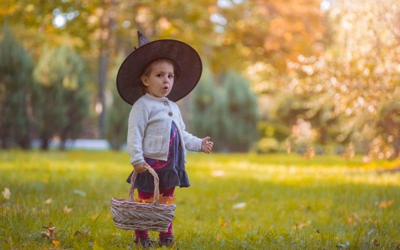 little girl with a basket