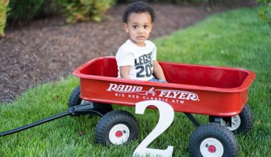 toddler on a wagon