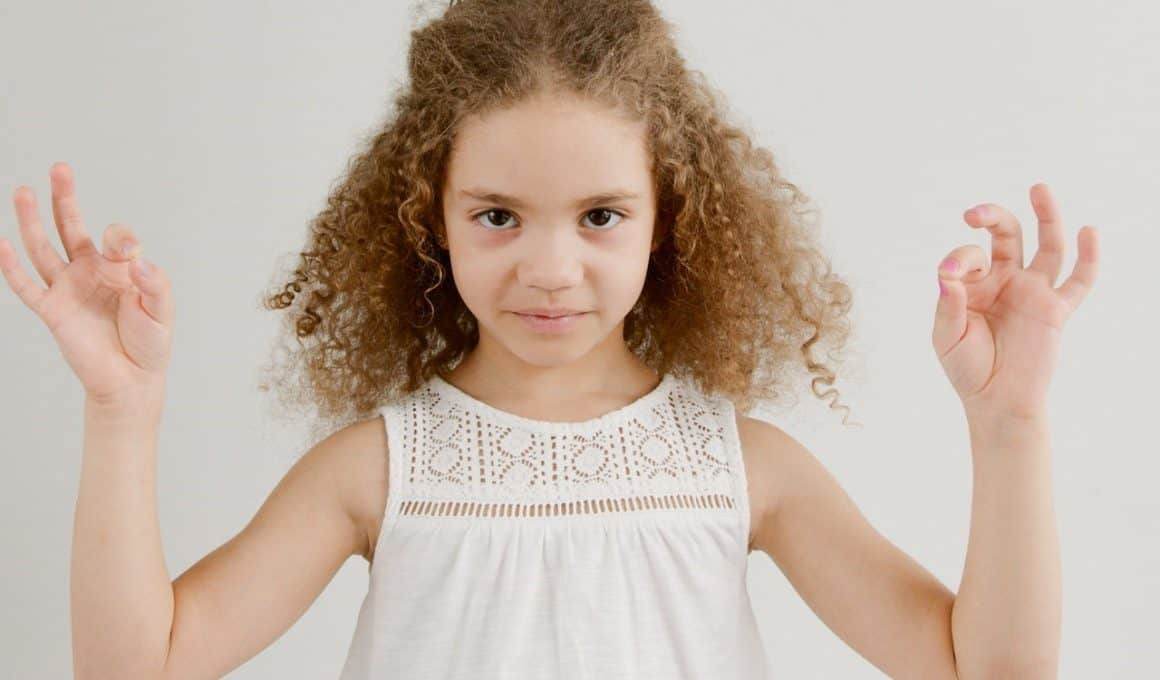 young girl with curly hair