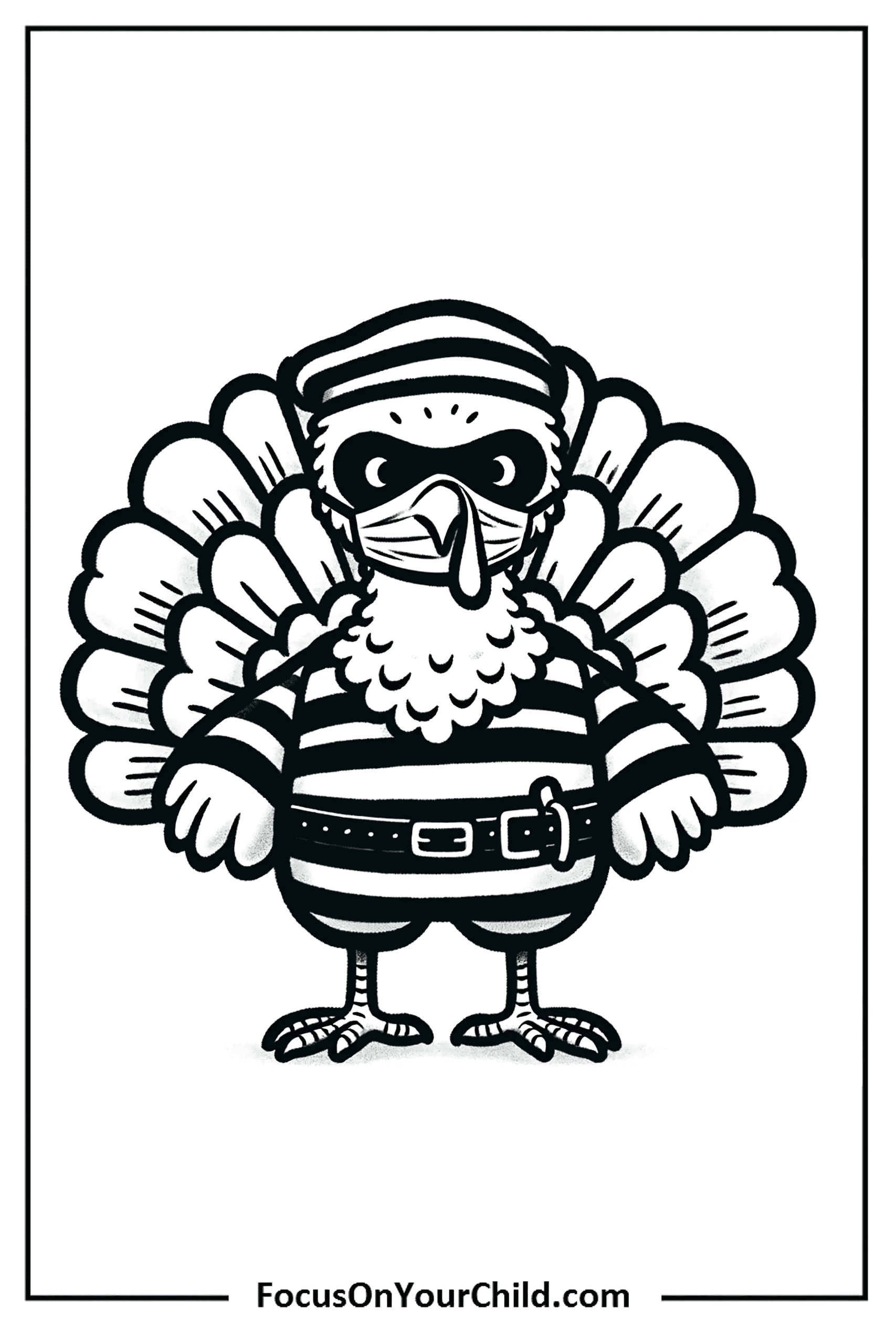 Turkey dressed as a burglar for childrens activity on FocusOnYourChild.com.