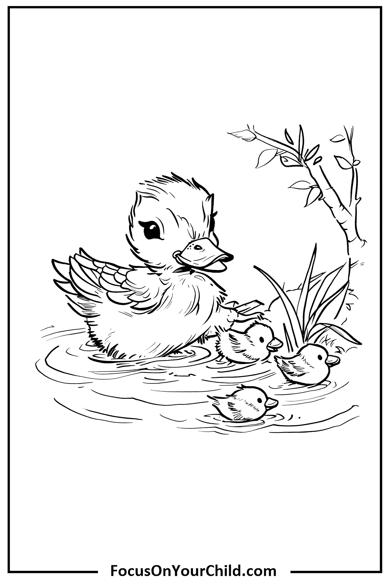Charming ducklings at pond, focused on child development.