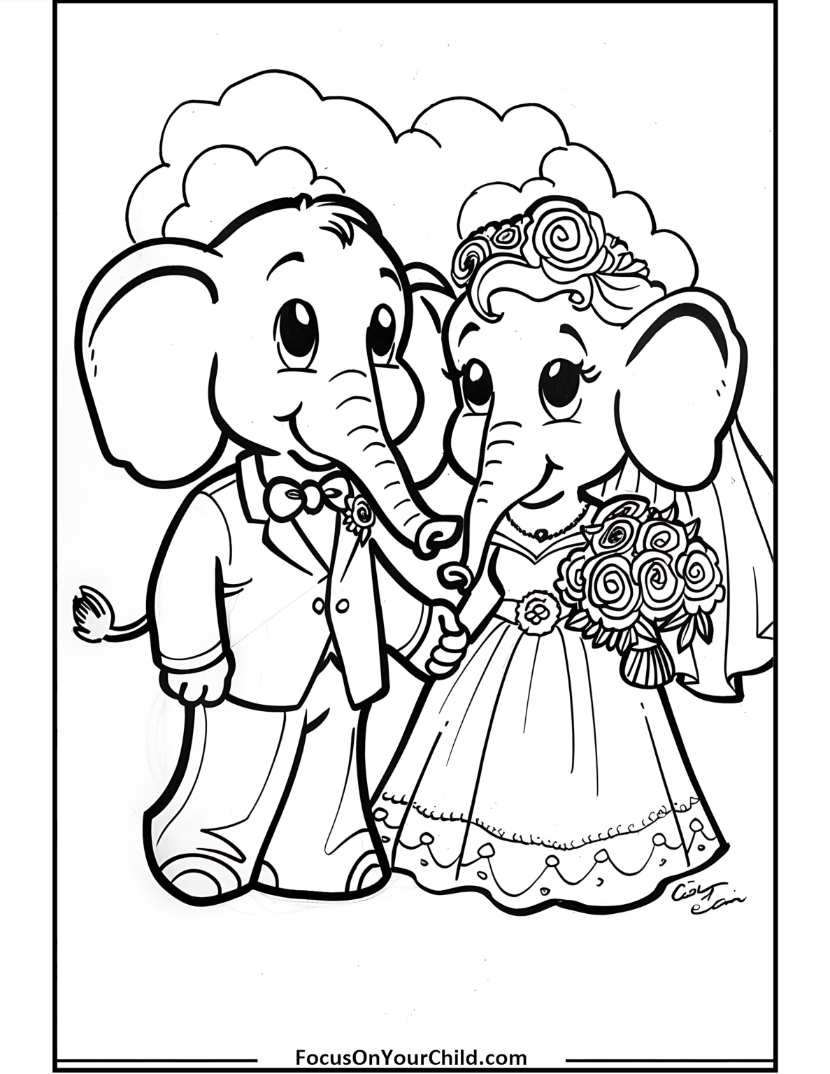 Adorable Wedding Coloring Pages for Kids