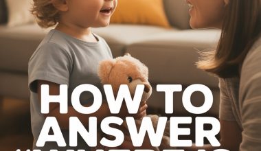 Child and woman discussing spiritual questions in a cozy living room setting.
