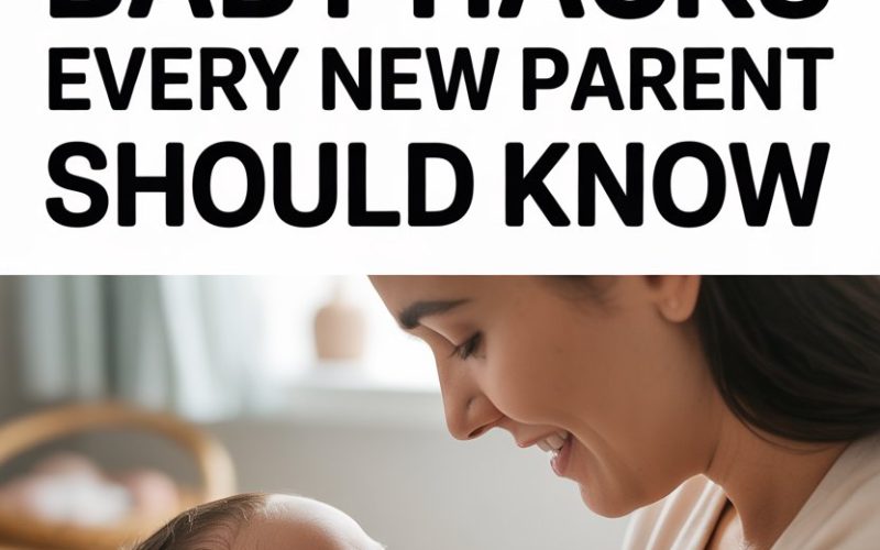 New parent baby hacks guide with mother and sleeping baby in cozy home setting.