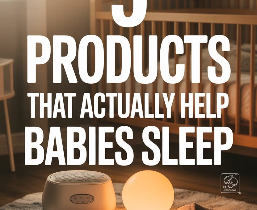 Calming nursery with white noise machine, soft lamp, cozy pajamas, and sleep-friendly baby essentials.