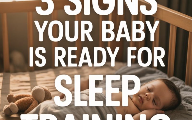 Baby sleeping peacefully in a cozy bed with sunlight, indicating signs for sleep training readiness.
