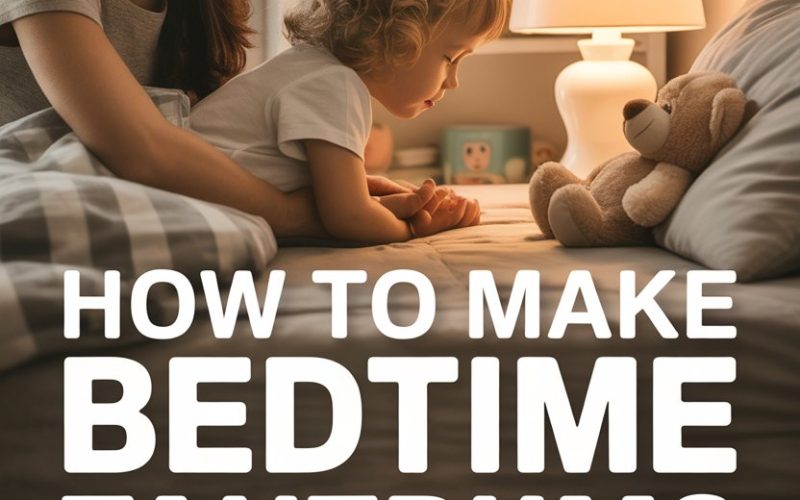 Mother and daughter sharing a calming bedtime routine with cuddles and books for peaceful sleep.