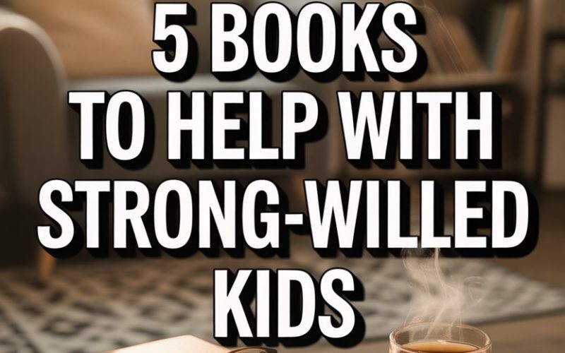 Cozy reading space with books, glasses, and warm drink supporting strong-willed kids.