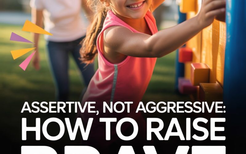 Young girl confidently reaching for a colorful playground block, inspiring brave, assertive children outdoors.