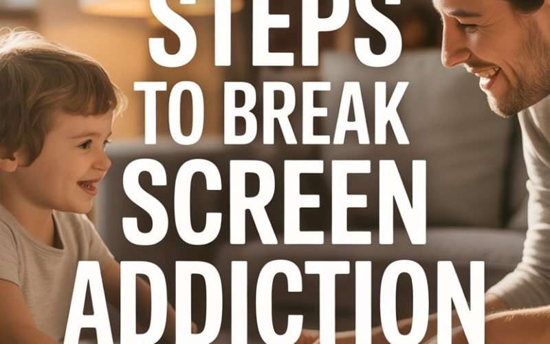 Father and son playing checkers to help break kids screen addiction and promote healthy family bonding.