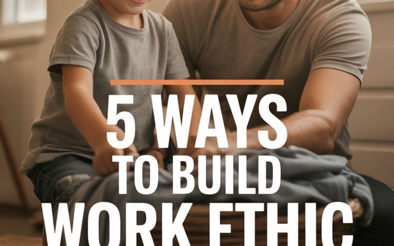 Parent and child bonding through everyday chores to naturally build work ethic in kids.
