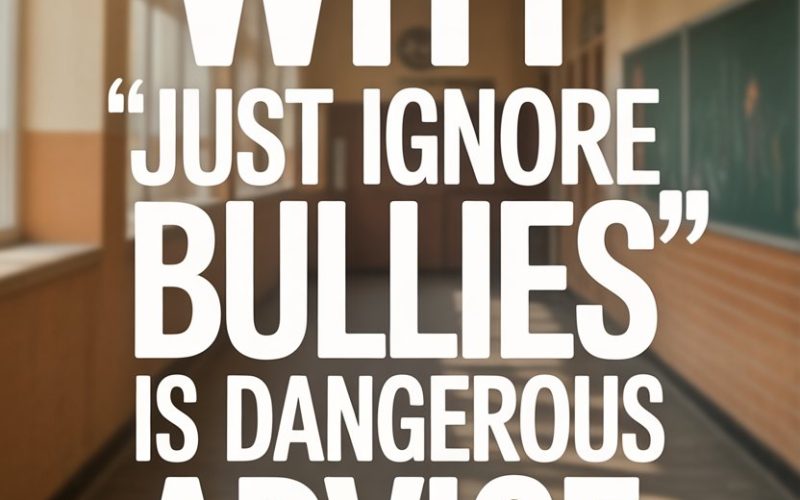 School corridor highlighting the importance of addressing bullying and preventing harmful advice to ignore it.