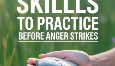 Hand holding a smooth stone in a peaceful natural setting with calming mindfulness advice.