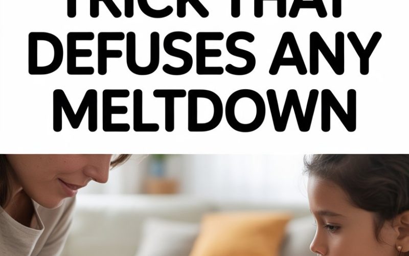 Parent calming a upset child with a quick meltdown defusing technique.
