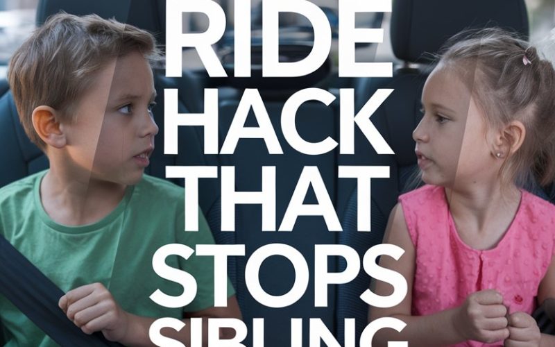 Two kids fighting in the car under the sibling fight prevention hack.