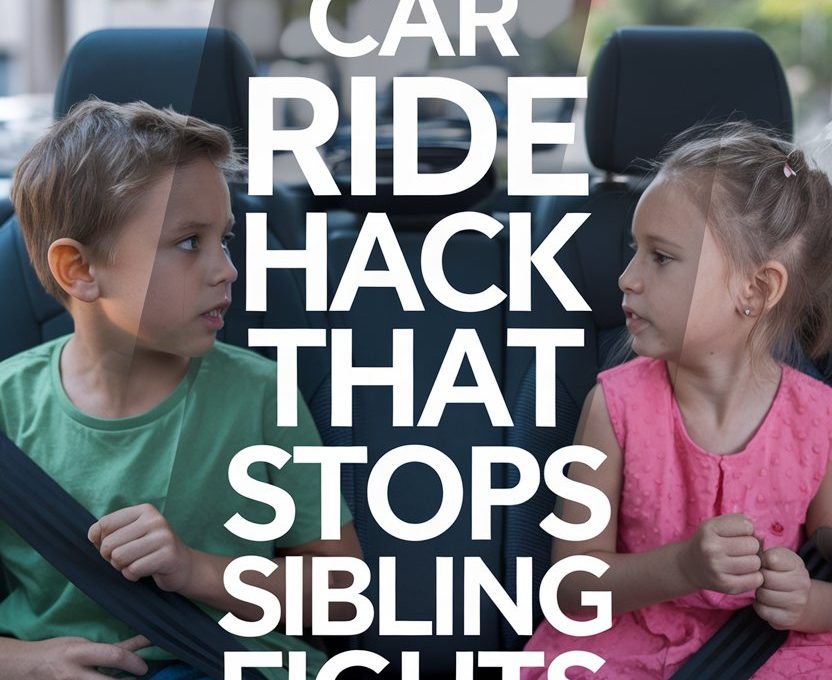 Two kids fighting in the car under the sibling fight prevention hack.