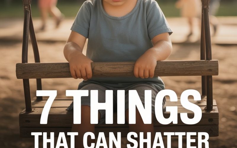 Child on swing reflecting on confidence as common factors harm self-esteem.