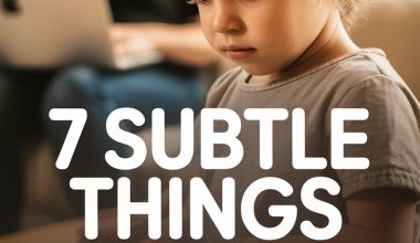 Young boy feeling worried or thoughtful about confidence issues, with a supportive adult nearby.