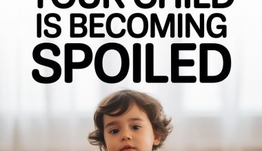 Child with serious expression surrounded by gifts, highlighting signs of spoiled behavior in kids.