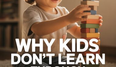 Child playing with colorful wooden blocks, promoting joyful, fear-free learning and creative development.
