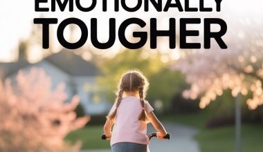 Young girl riding bicycle through scenic suburban neighborhood, symbolizing childhood resilience and emotional strength.