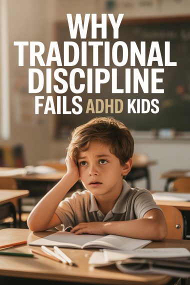 Child with ADHD feeling frustrated studying at school, highlighting traditional discipline challenges.