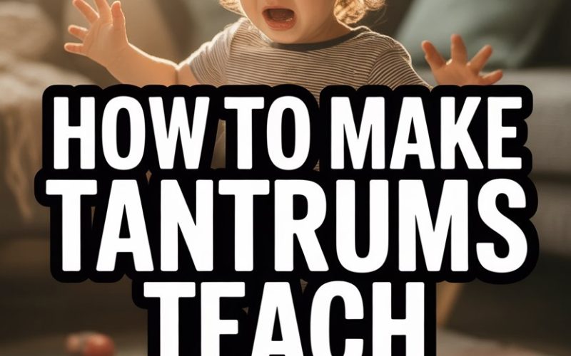 Child having a tantrum with toys and cozy home background, learning self-control tips.