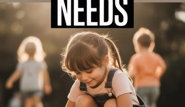 Young girl tying her shoelace outdoors, highlighting essential life skills for 7-year-olds.