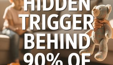 Childs emotional outbursts linked to hidden triggers in cozy, play-filled family living room.
