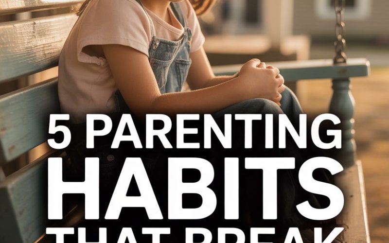 Young girl sitting on porch swing with thoughtful expression, highlighting parenting habits and childhood reflection.