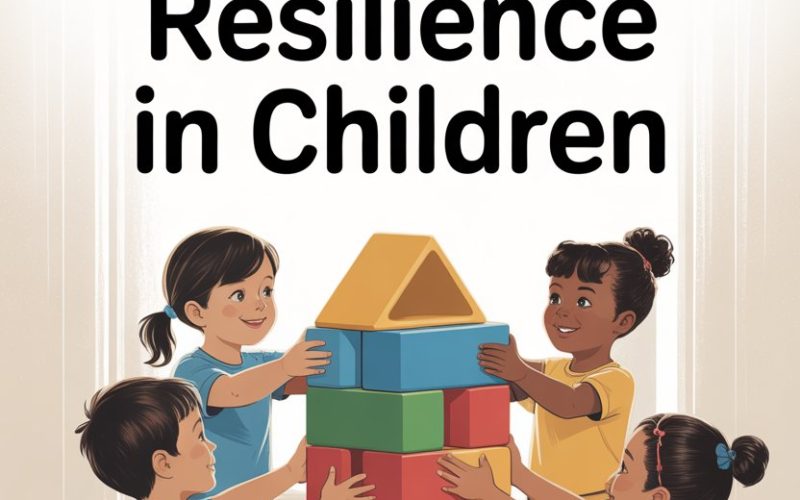 Children building colorful blocks together to promote teamwork and emotional resilience in learning.