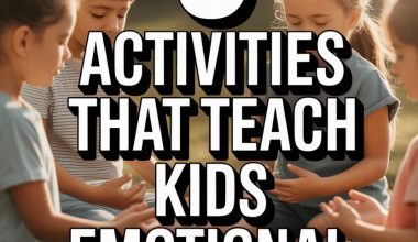 Children practicing mindfulness and emotional control activities outdoors in a peaceful park setting.
