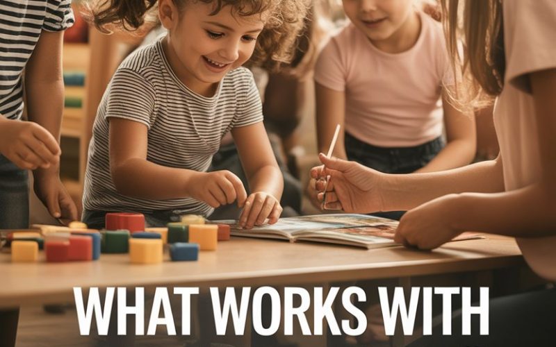 Children engaging in sensory play and learning activities with teacher support for ADHD development.