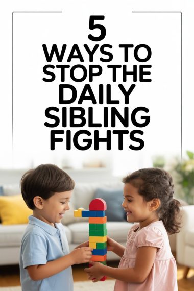 Children playing with colorful building blocks in a bright, cozy living room.