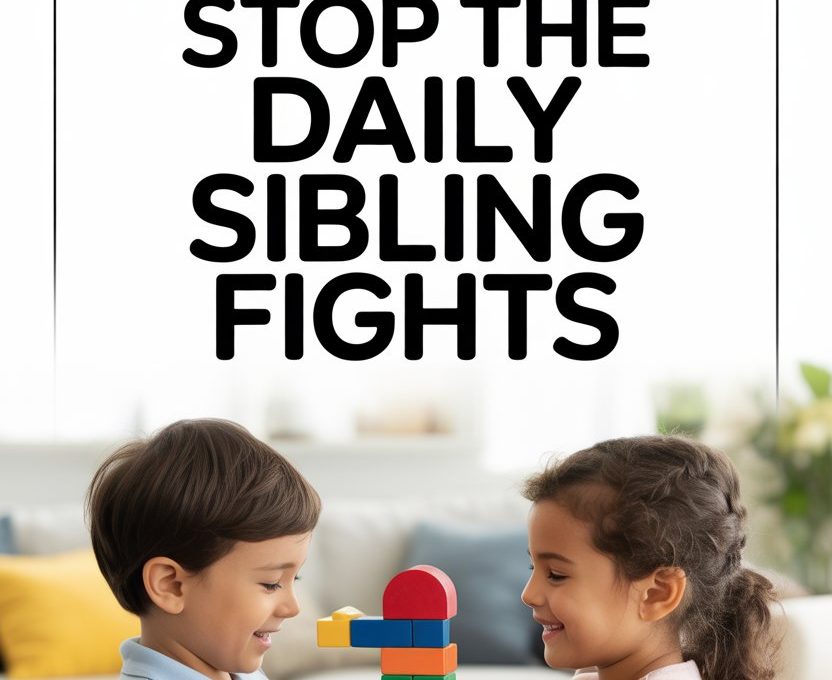 Children playing with colorful building blocks in a bright, cozy living room.