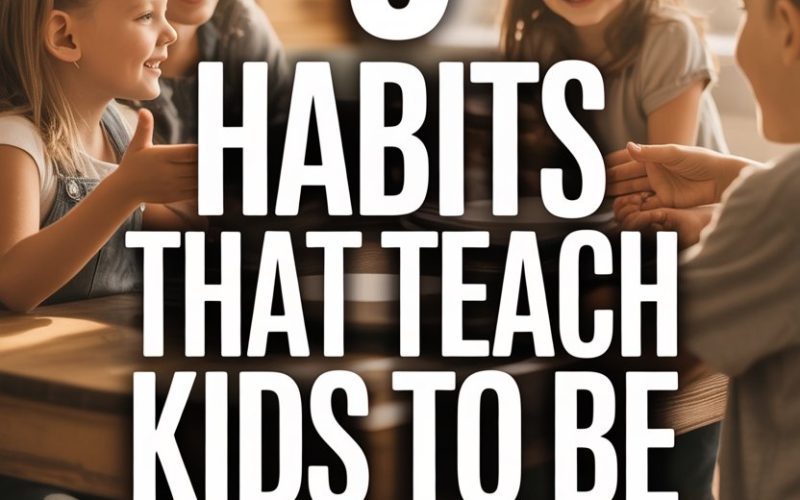 Happy children engaging around a table, promoting respect and positive social skills in kids.
