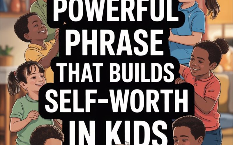 Children celebrating self-worth with inspiring words and creative activities in a cozy, joyful classroom.