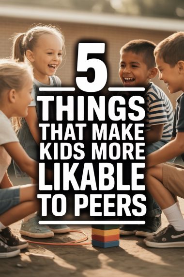 Children playing and smiling outdoors, showcasing qualities that boost peer likability and social skills.
