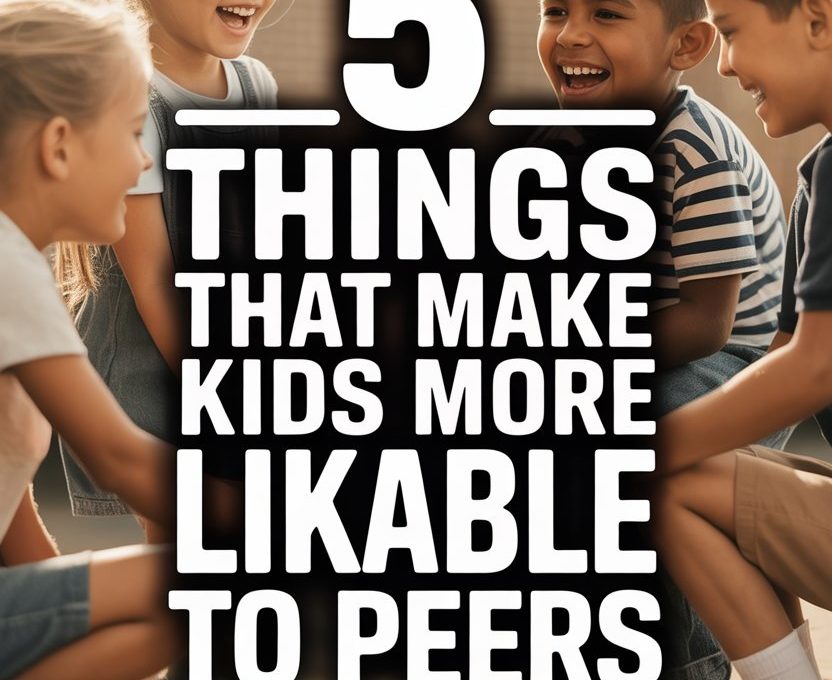 Children playing and smiling outdoors, showcasing qualities that boost peer likability and social skills.