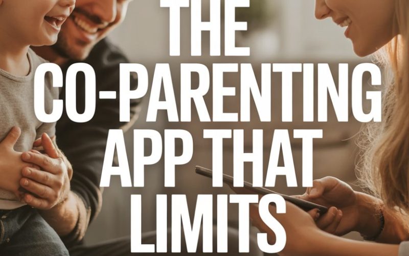 Happy family using co-parenting app promoting healthy, manipulation-free parenting relationships.