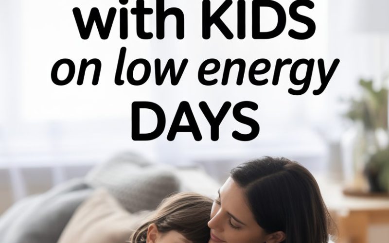 Parent and child bond through gentle, loving connection on low-energy days at home.