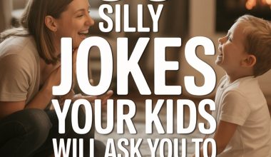 Happy family enjoying playful, silly jokes in a cozy living room by the fireplace.