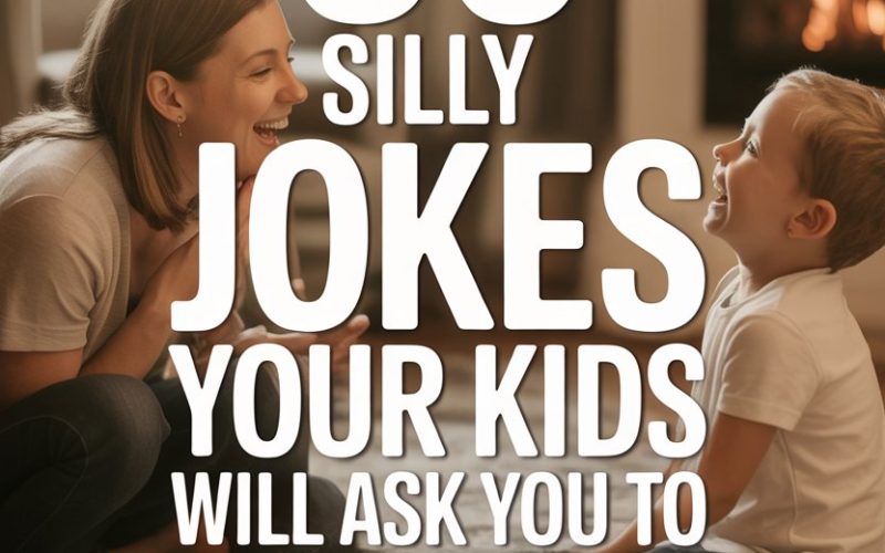 Happy family enjoying playful, silly jokes in a cozy living room by the fireplace.