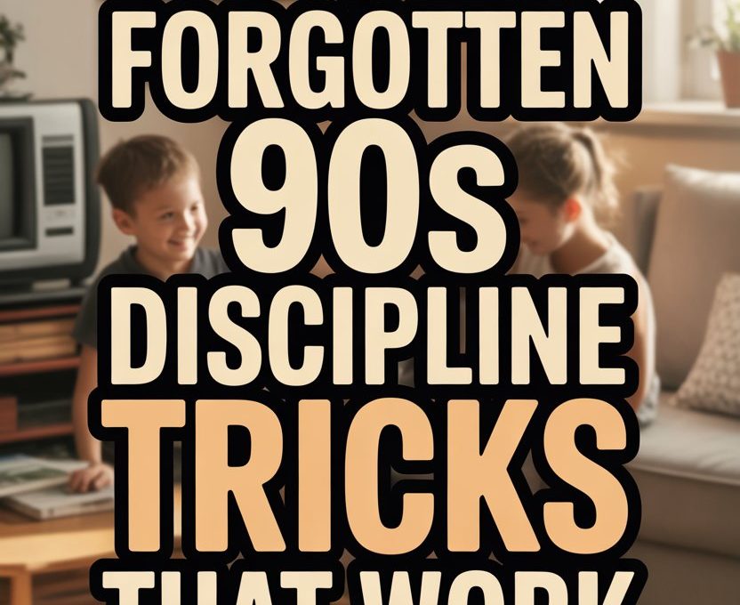 Cozy 90s family discipline tips in a warm living room with children and vintage decor.