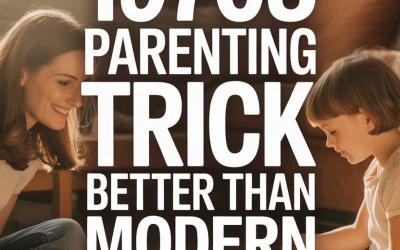 Warm family bonding scene with nostalgic 1970s parenting tips and modern parenting advice.