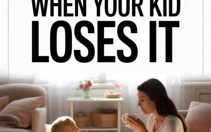 Warm family moment with mom and child playing in a cozy, modern living room.