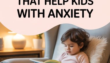 Young girl relaxing and reading in cozy home routine for kids with anxiety.