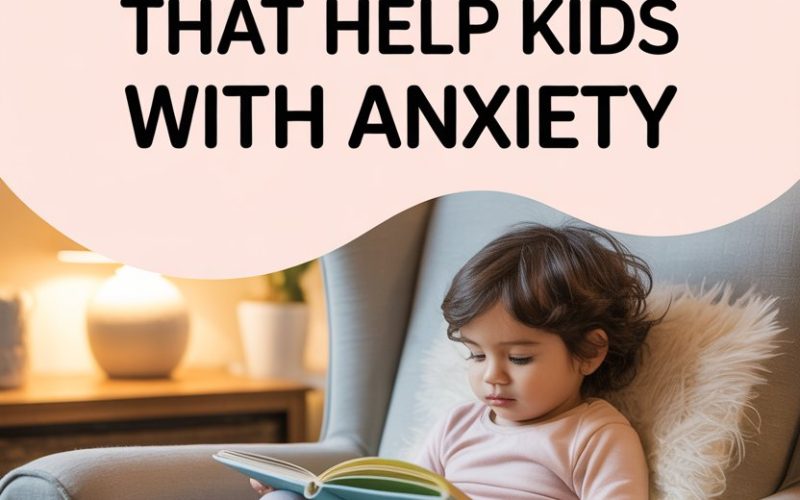 Young girl relaxing and reading in cozy home routine for kids with anxiety.