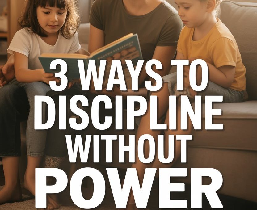 Mother sharing a story with children to promote positive discipline without power struggles.